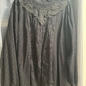 Torrid Black Lace Blouse with Intricate Design